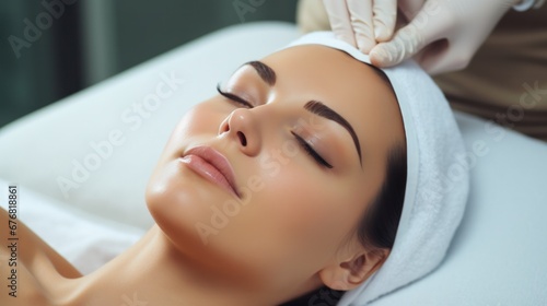 plastic surgery, beauty, Surgeon or beautician touching woman face, surgical procedure that involve altering shape of nose, doctor examines patient nose before rhinoplasty, medical assistance, health