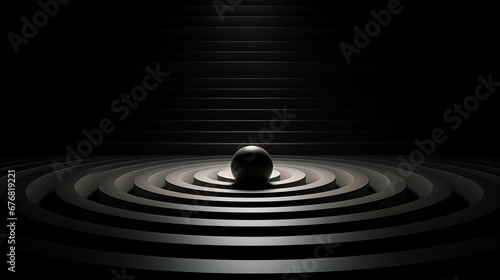 AI illustration of a single white ball centrally placed on a large circular background.