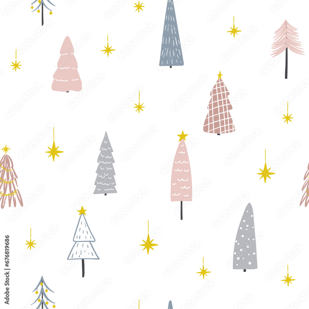 Minimalistic Christmas tree seamless pattern Minimalistic Christmas tree seamless pattern
