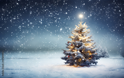 A decorated Christmas tree © sanjit536
