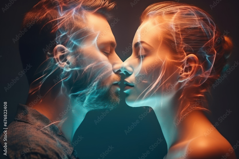 Couple in love are kissing, AI generated Couple in love are kissing, AI generated