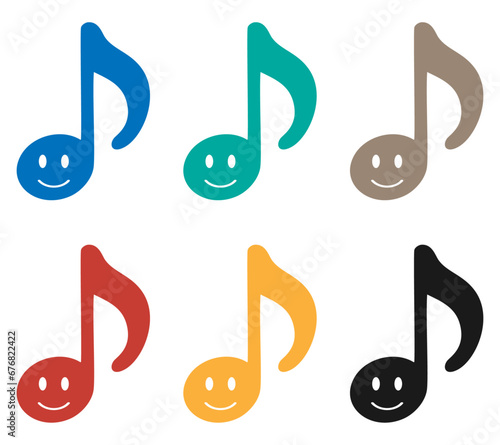 笑顔の音符アイコン 6色セット