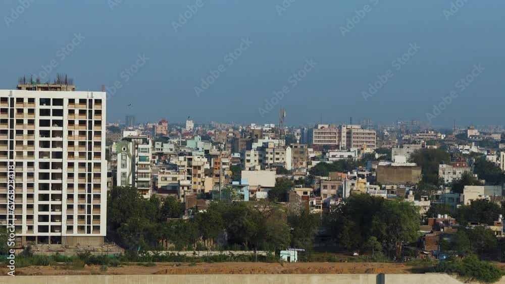 view of the ahmedabad city from above, building under construction view of the ahmedabad city from above, building under construction