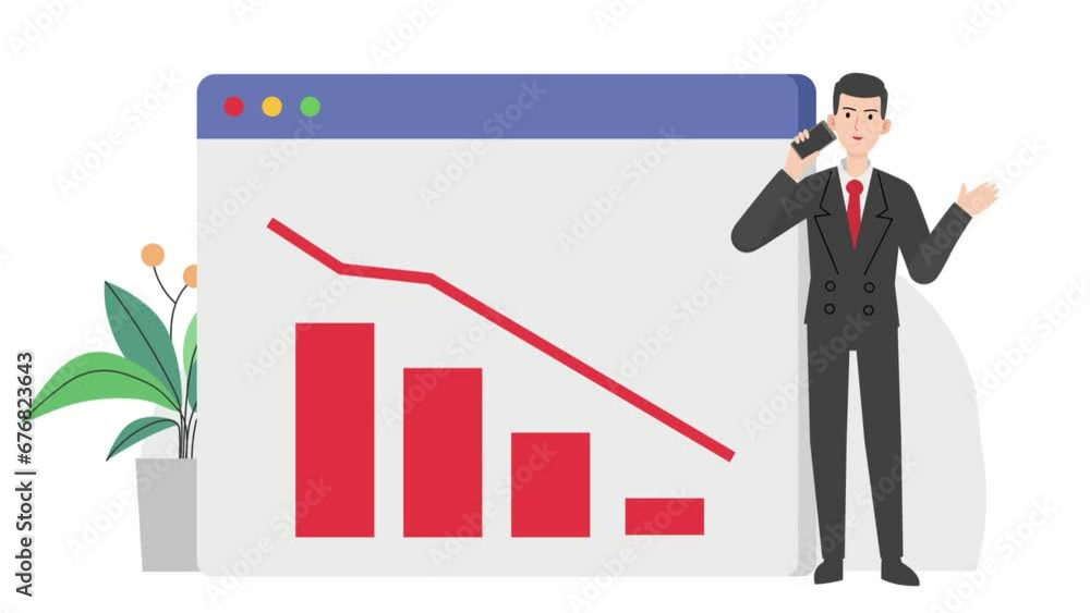 Man presenting business loss data Man presenting business loss data