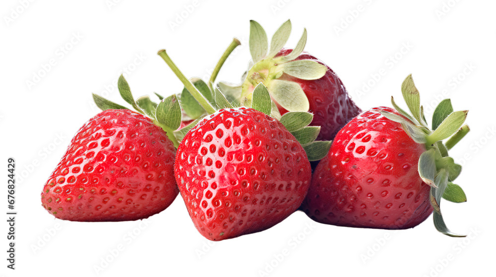 Red stawberry isolated on transparent background, Generative ai. Red stawberry isolated on transparent background, Generative ai.
