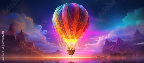 Colorful hologram hot balloon style background. AI generated image photo
