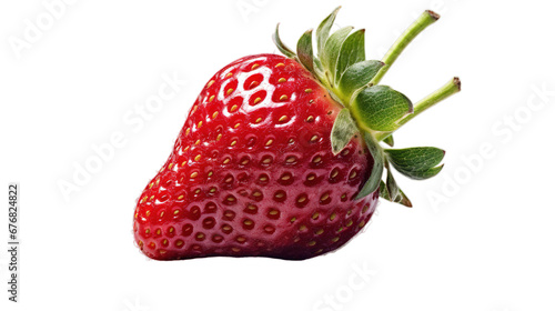 Red stawberry isolated on transparent background, Generative ai.