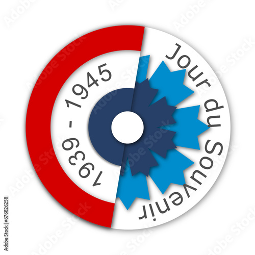 1939-1945 seconde guerre mondiale - armistice - jour du souvenir - bleuet - 8 mai 1945