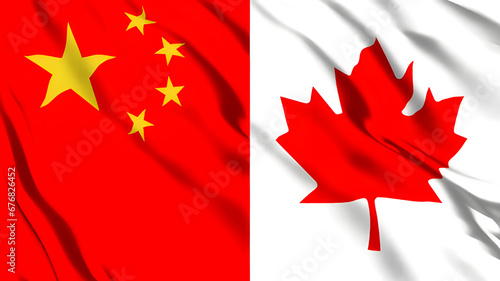 中国とカナダの国旗