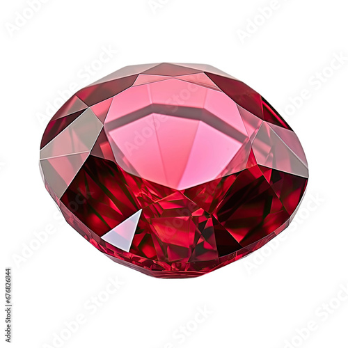 Vivid Red Ruby Gemstone Isolated on Transparent Background