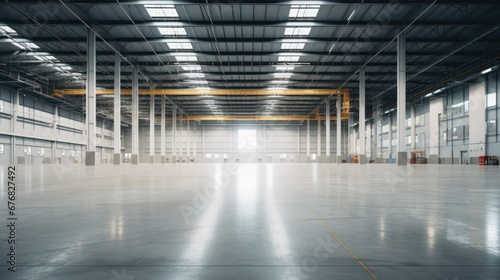 Interior of an empty and clean modern warehouse