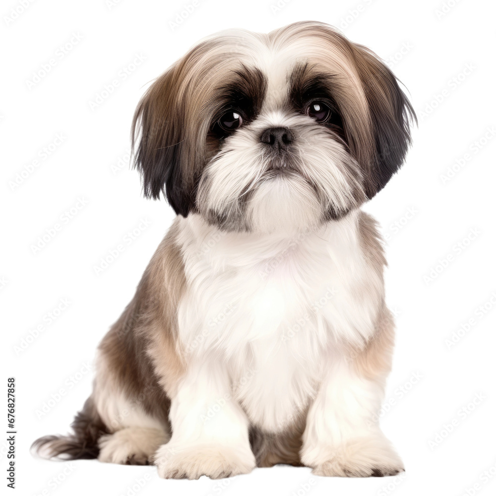 Adorable Shih Tzu Dog Posed on Transparent Background
