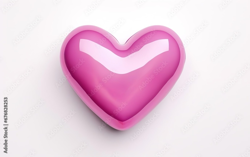 Big purple plastic heart isolated on white background. Valentines day, engagement or wedding party poster. AI Generative