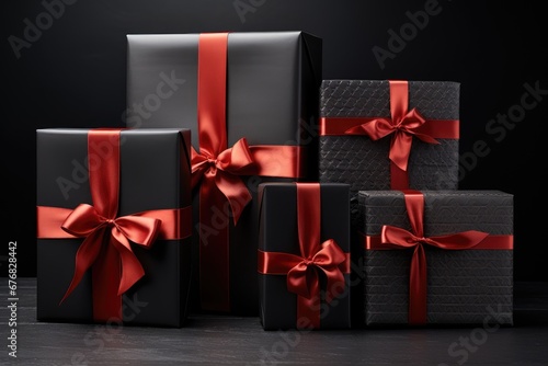 Black Friday Gifts wrapped with ribbon