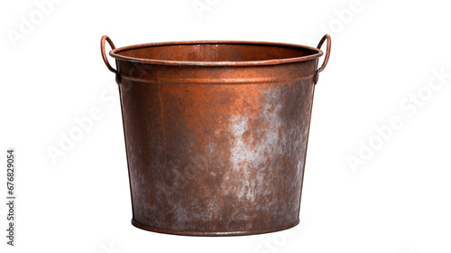 An old metal bucket isolated on transparent background, image with background removed, created with Generative Ai technology. © Viktor