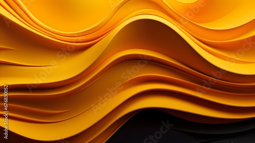 Abstract 3D Background of fluid Shapes in yellow Colors. Dynamic Template for Product Presentation