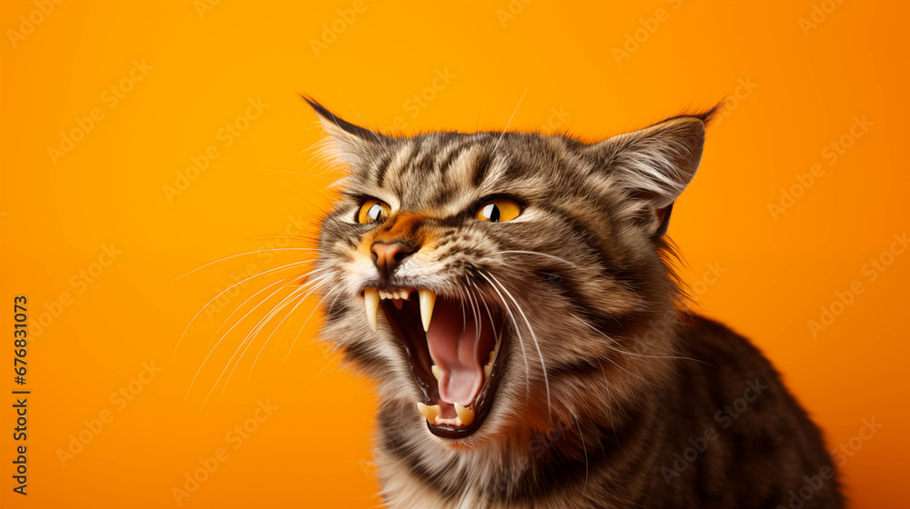 Fototapeta premium .The cat bares his teeth.