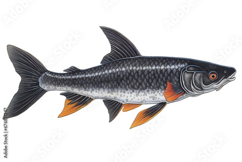 Illustration of a carp fish isolated on a white background