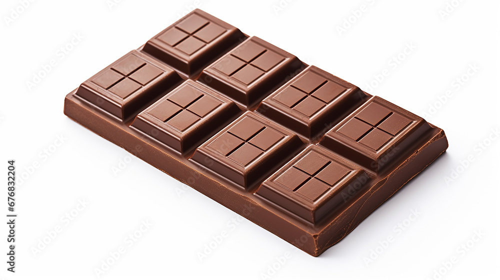 Dark chocolate bar isolated on white background. Made with generative ai Dark chocolate bar isolated on white background. Made with generative ai