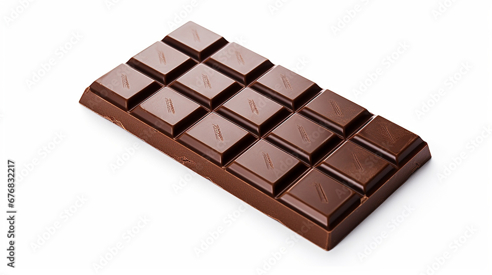 Dark chocolate bar isolated on white background. Made with generative ai Dark chocolate bar isolated on white background. Made with generative ai