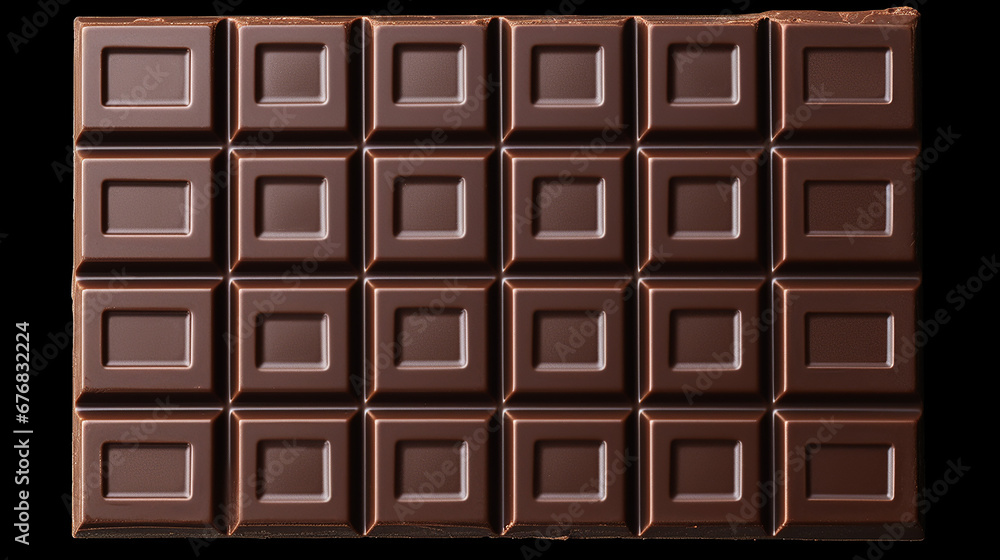 Dark chocolate bar isolated on white background. Made with generative ai