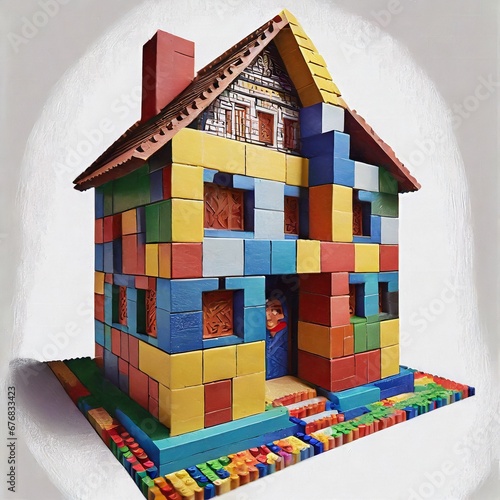 maqueta de casa con bloques de juguete