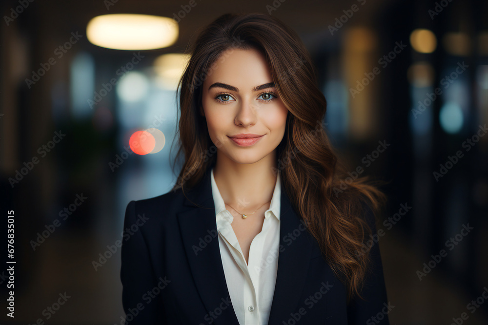 Generative AI picture portrait of amazing gorgeous office worker young woman Generative AI picture portrait of amazing gorgeous office worker young woman