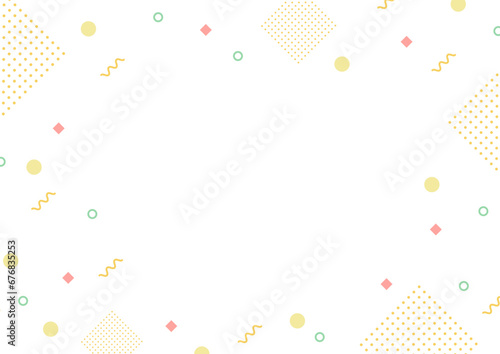 かわいい幾何学模様の背景フレーム（イエロー）