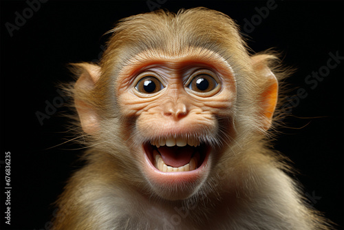 Cute Portrait of a Smiling Barbary Macaque photo
