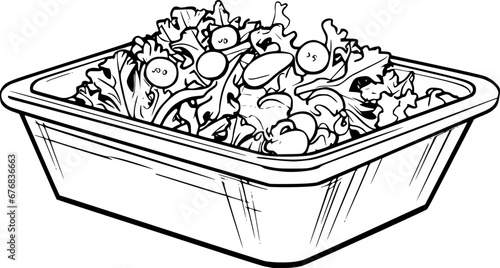 outline illustration of salad for coloring page