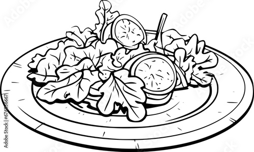 outline illustration of salad for coloring page