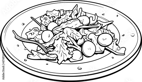 outline illustration of salad for coloring page