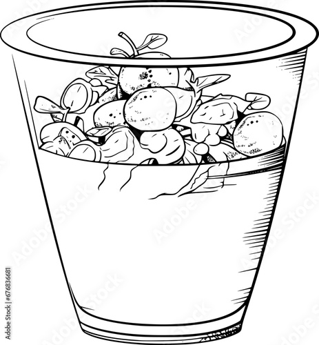 outline illustration of salad for coloring page