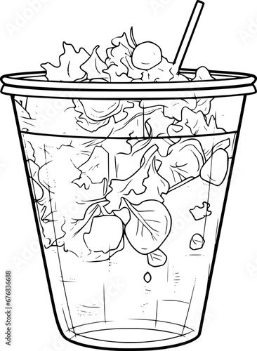 outline illustration of salad for coloring page