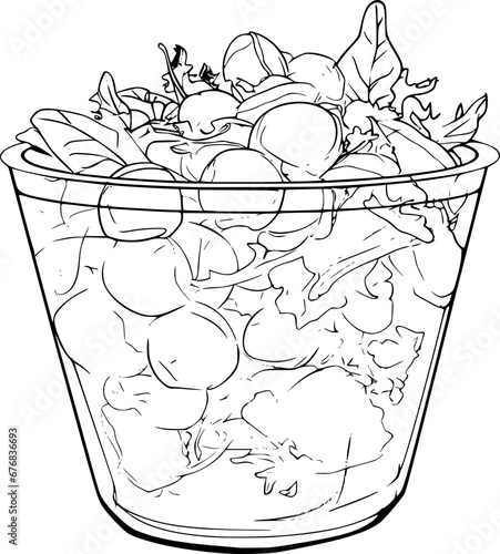 outline illustration of salad for coloring page