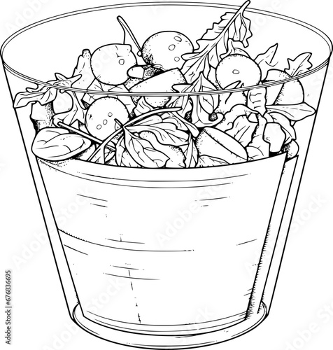 outline illustration of salad for coloring page
