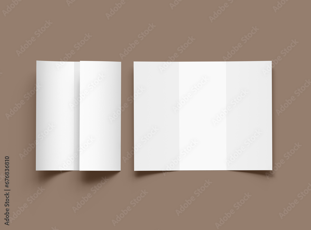 Blank Tri fold letter size brochure 3d render to present your design Blank Tri fold letter size brochure 3d render to present your design