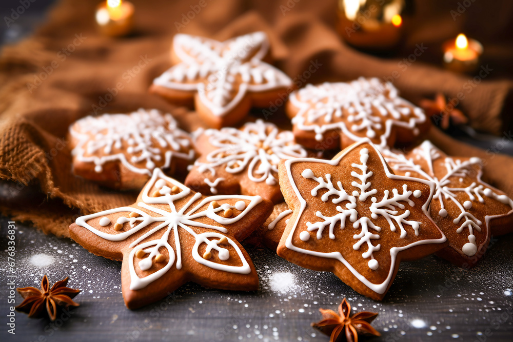 Gingerbread cookies background with Christmas Gingerbread cookies background with Christmas