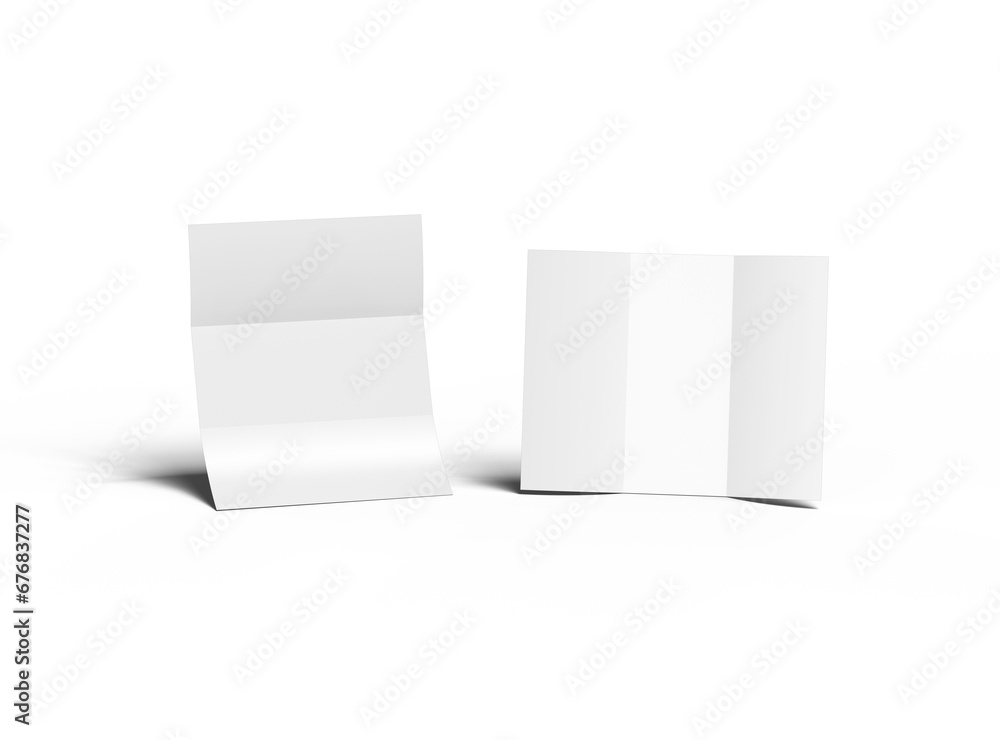Blank Tri fold letter size brochure 3d render on transparent background Blank Tri fold letter size brochure 3d render on transparent background