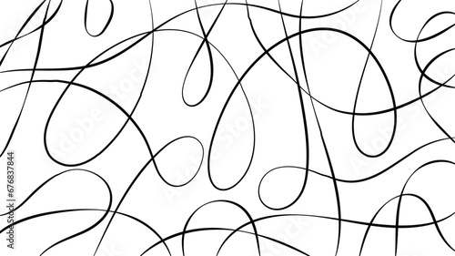 Random line pattern background. Decorative pattern with tangled curved lines. Random chaotic lines abstract geometric pattern vector background.   © Creative Design
