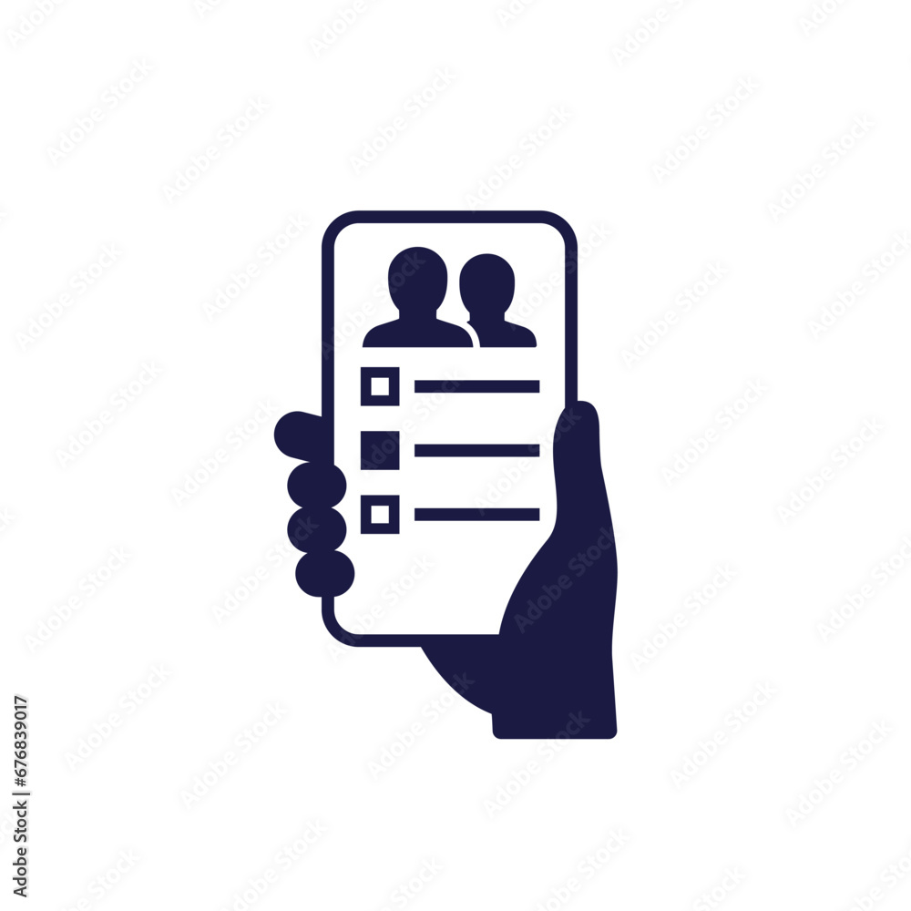 guest list app icon with phone in hand guest list app icon with phone in hand