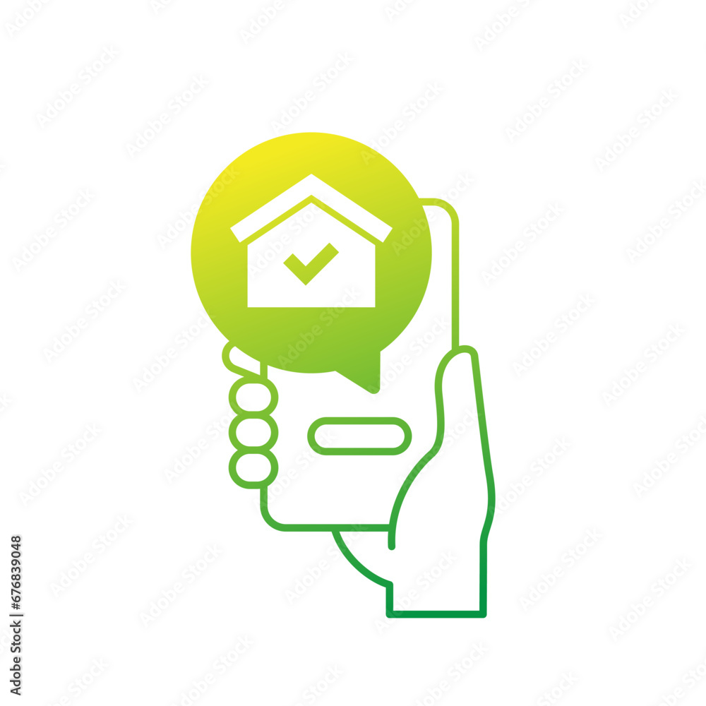 online building permit icon with a phone and house online building permit icon with a phone and house