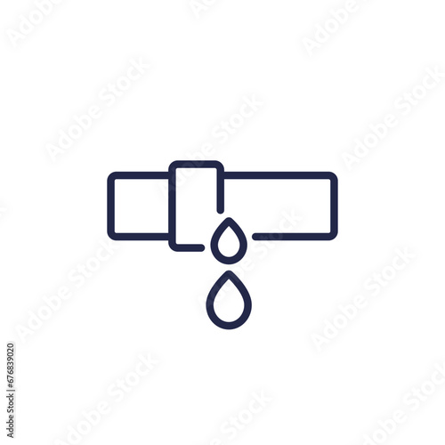 leaking pipe icon, line vector