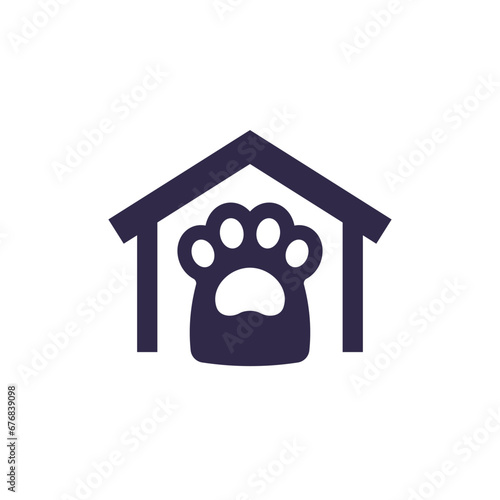 animal shelter icon with a paw and house