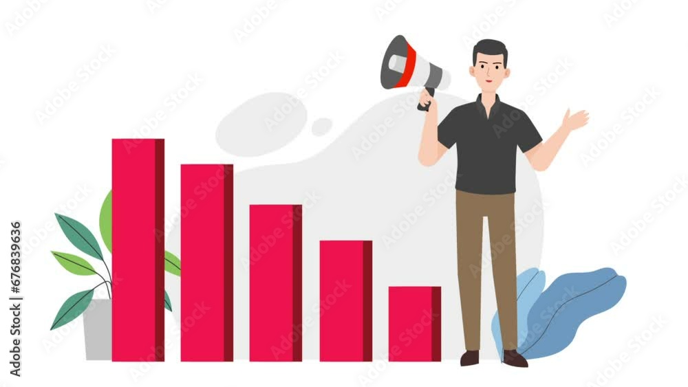Man presenting business loss data illustration design Man presenting business loss data illustration design