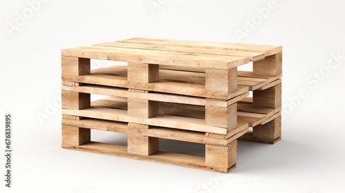 Wooden pallet isolated on empty white background  created with Generative Ai technology.