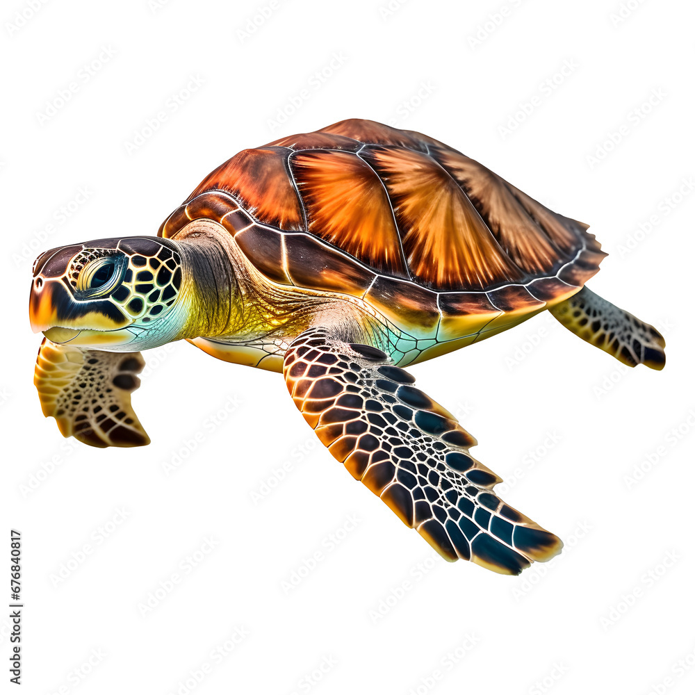 Obraz premium Green Turtle png, white isolate