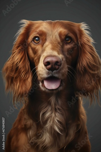 Portrait of a cute Irish setter dog, Studio shot