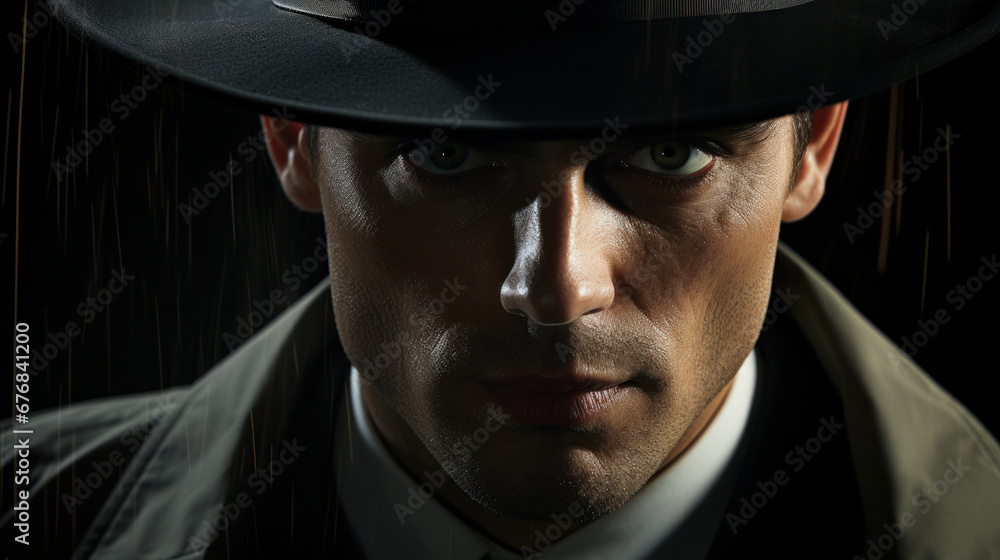 detective with hat created with Generative AI technology detective with hat created with Generative AI technology