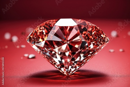 Diamond with tint on the red background. ai generative